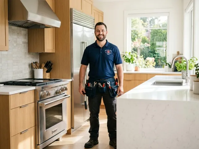 Appliance Repair Hero technician in a Bonsall, CA kitchen after an appliance repair